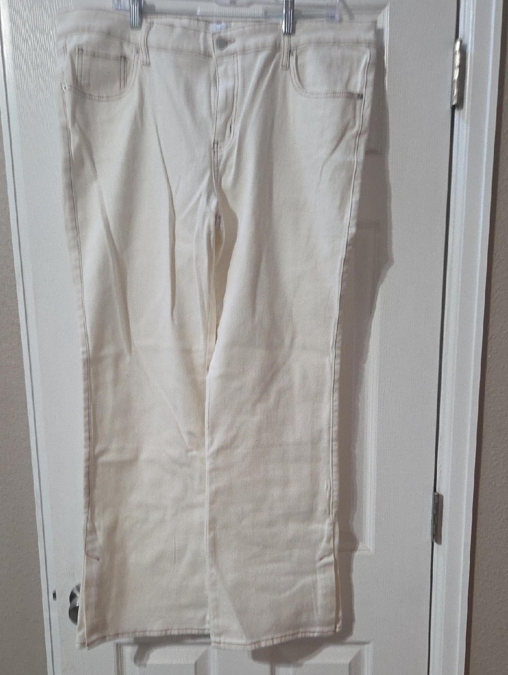 Time and Tru Cream Jeans with Brown Stitching